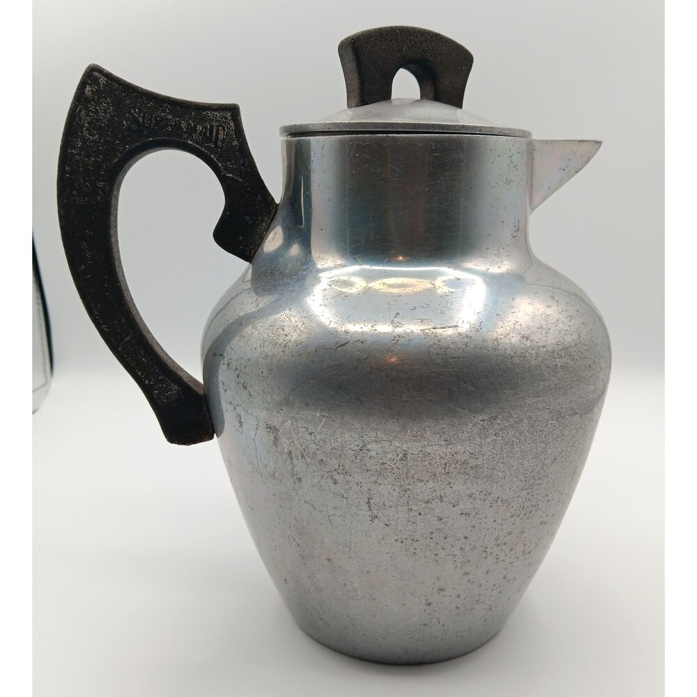 Vtg Aluminum Tea/Coffee Pot Diffuser Mid Century Kitchen Farmhouse Rustic Decor